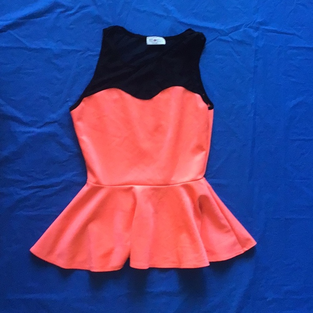 Neon orange peplum blouse
